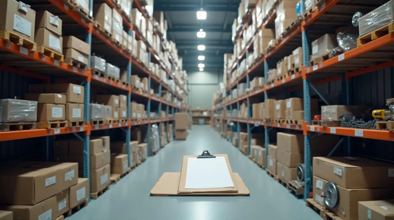 View of an organised warehouse showing stock continuity for industrial chain and sprocket parts