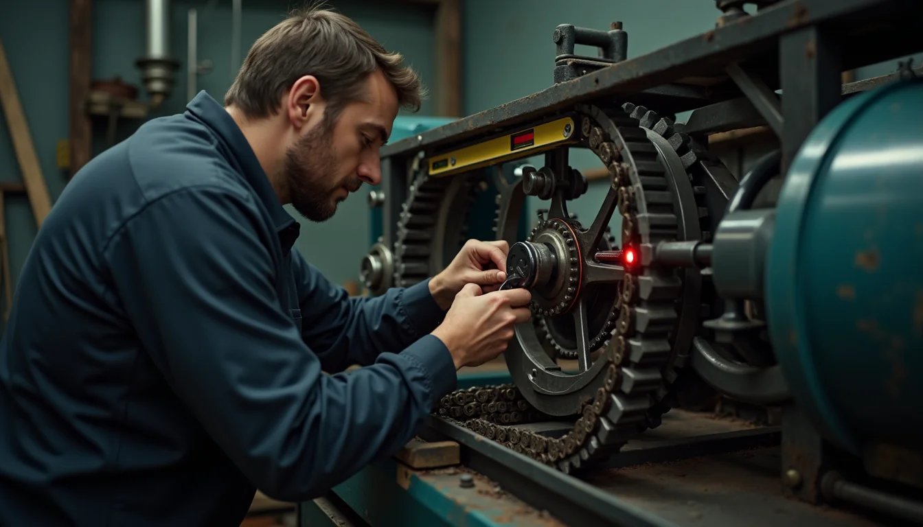 Chain and sprocket alignment tool and installation calibration with a laser level