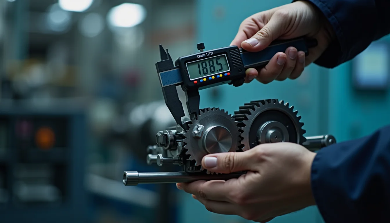 Digital calliper measurement for industrial gear quality control