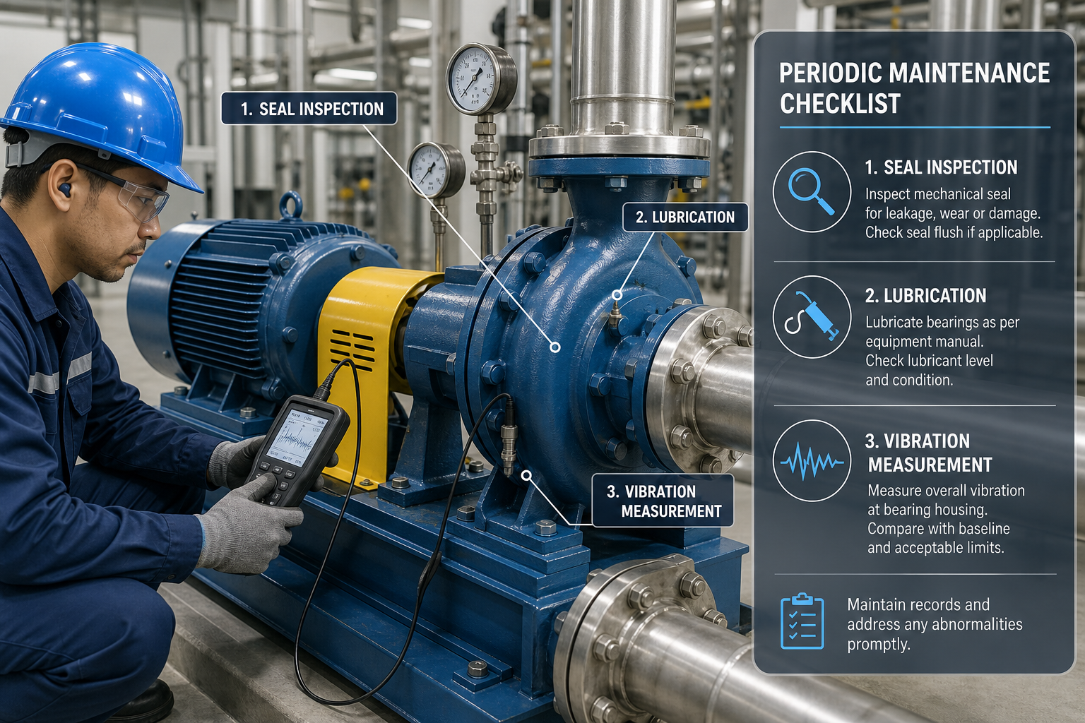 Industrial pump maintenance recommendations – periodic maintenance and fault prevention processes
