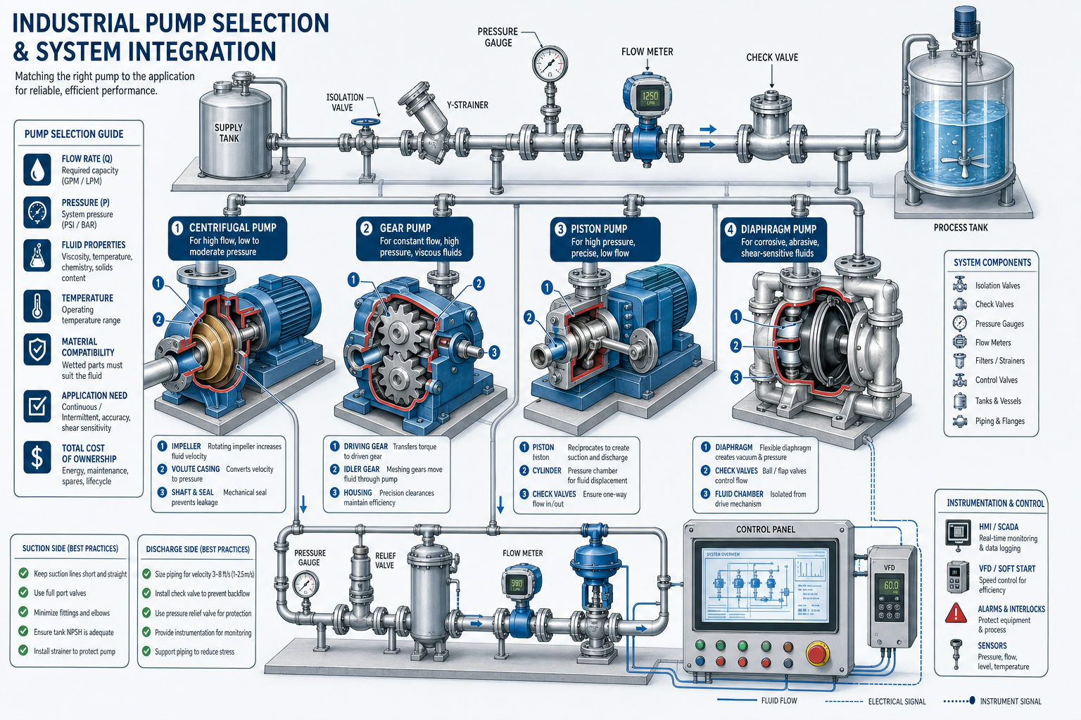 Industrial pump types and classification diagram – comparison of centrifugal and positive displacement pumps