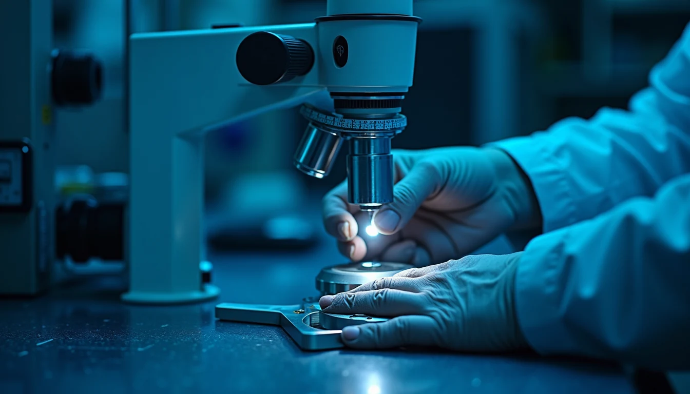 Metalurji laboratuvarında çelik alaşı numunesi incelenmesi