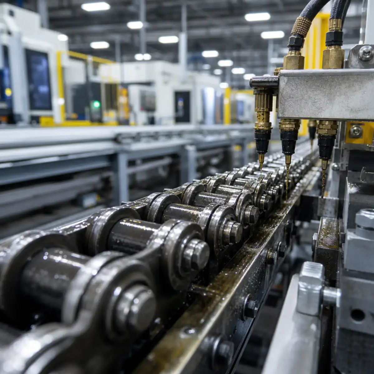 Industrial chain lubrication systems – automatic lubrication application on a conveyor chain