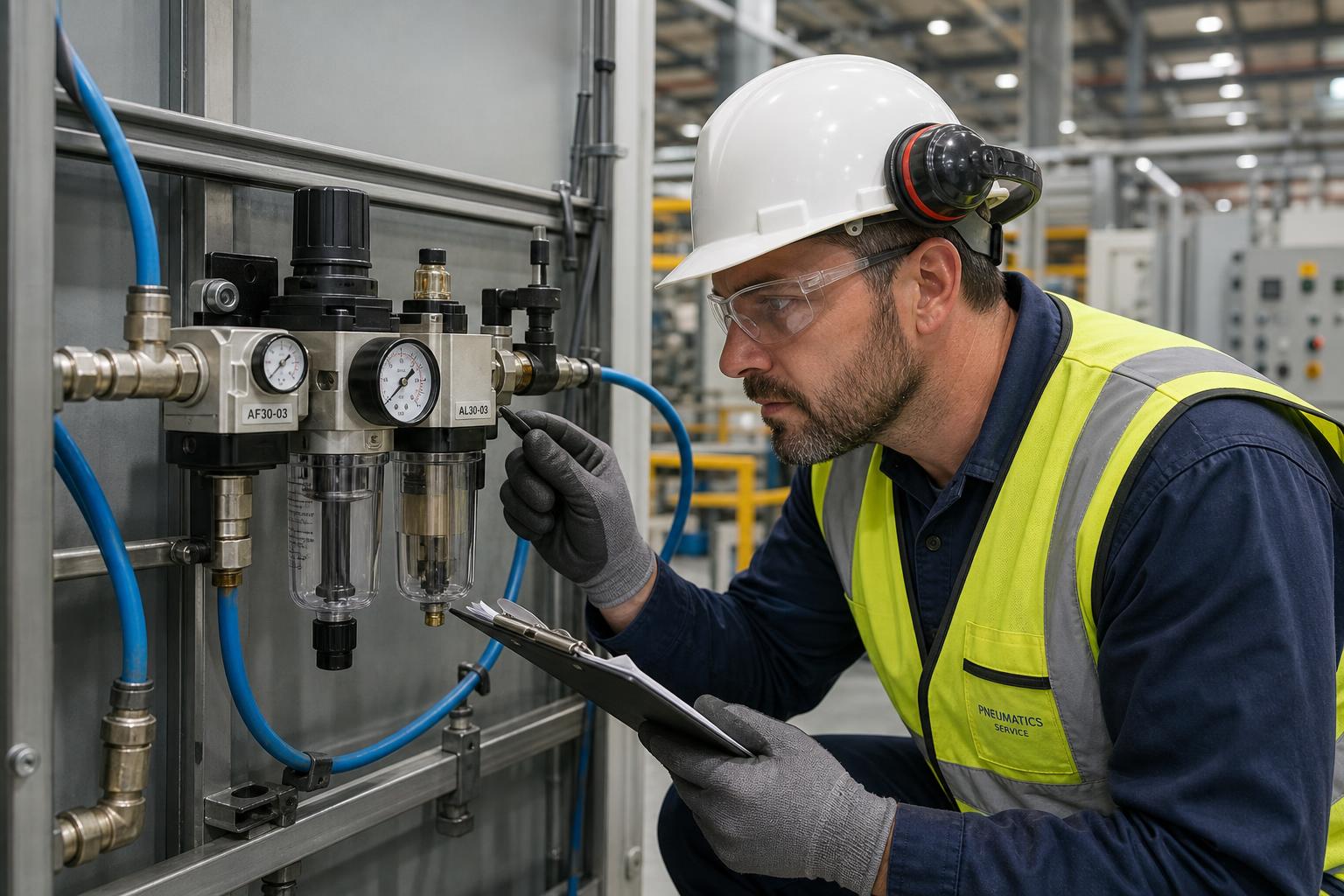 Pneumatic FRL unit maintenance and control
