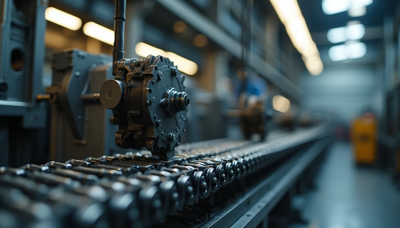 Automatic lubrication unit with drip feed on an industrial chain and gear system