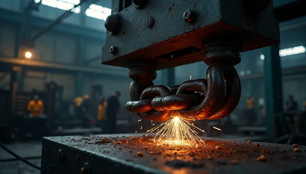 Loading stage on an industrial chain breaking test machine